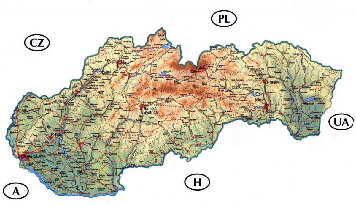 harte e detajuar e Sllovakia