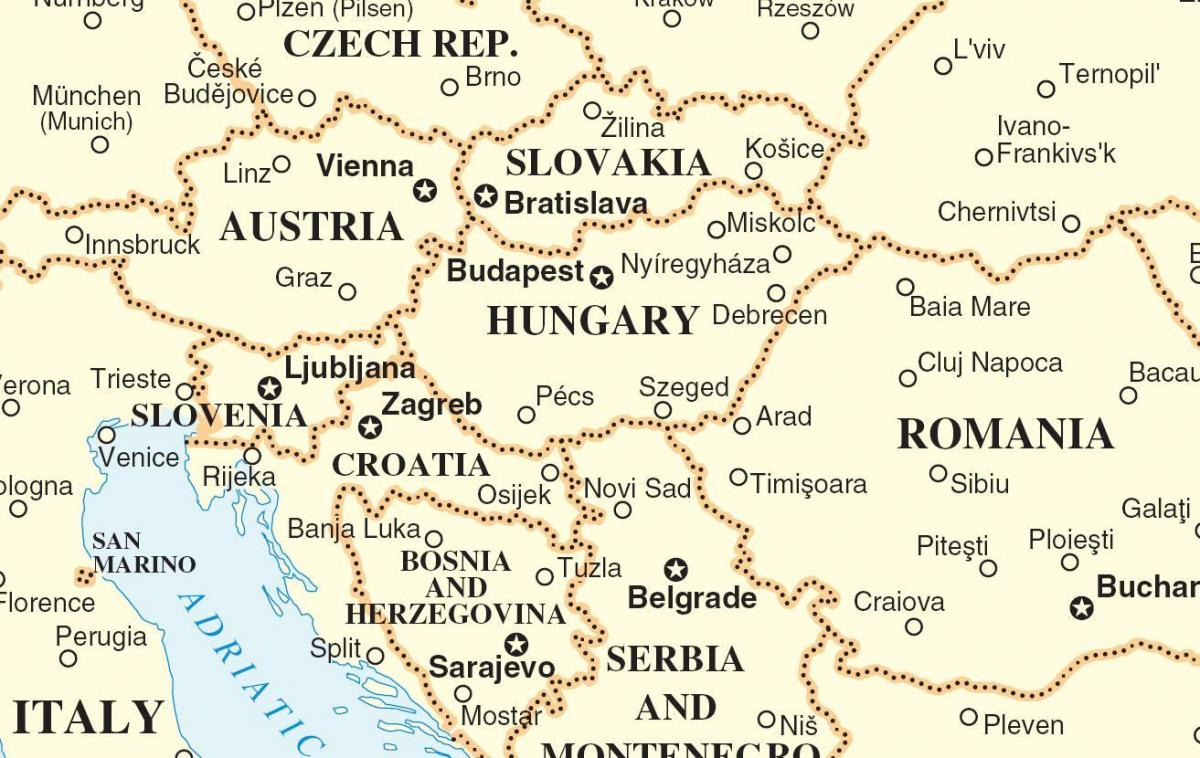 harta Sllovakia vendet fqinje