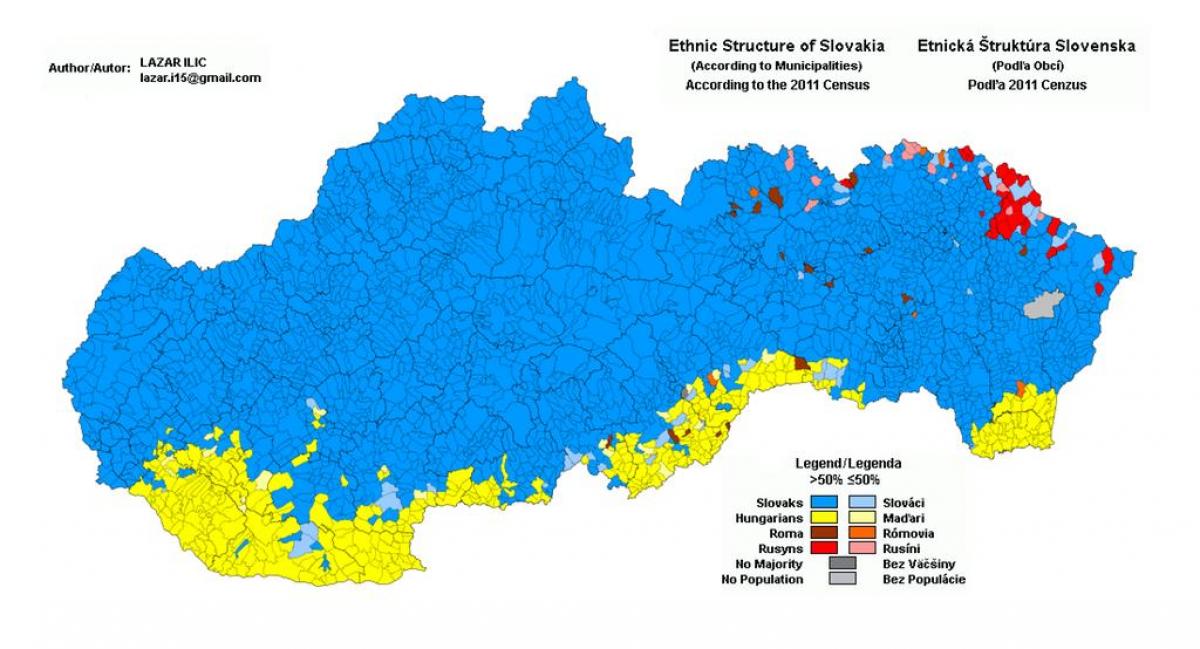 harta e Sllovakia etnike