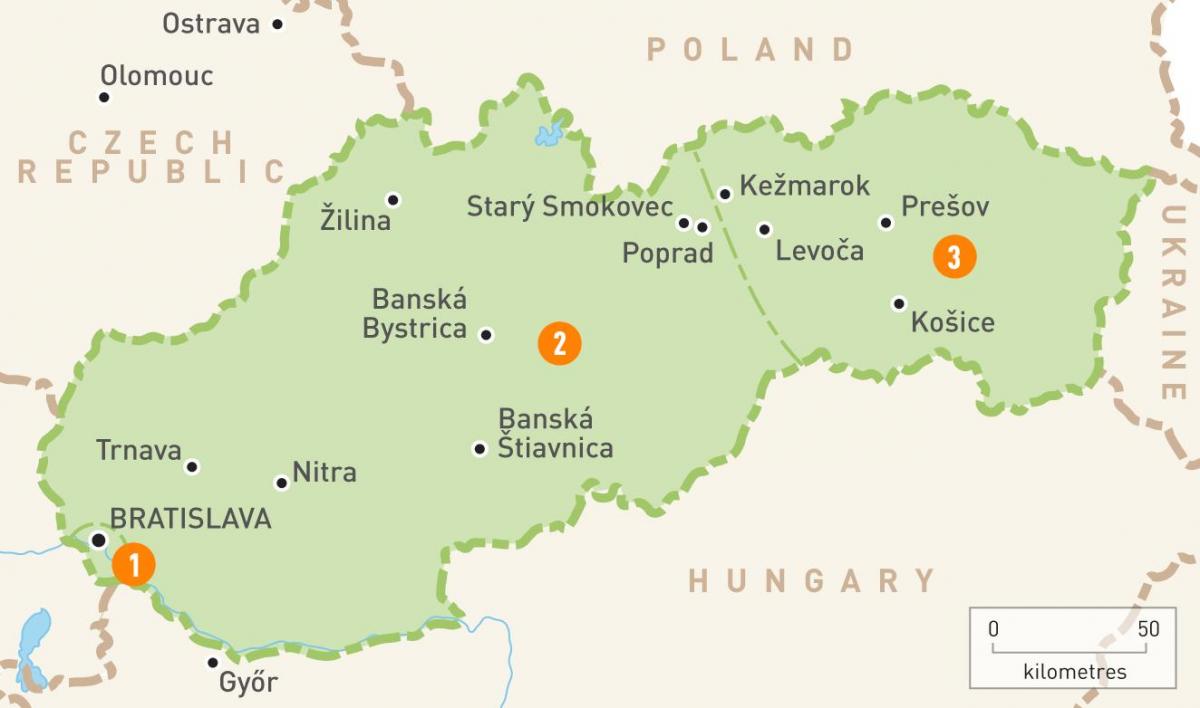 harta e rajonet Sllovakia