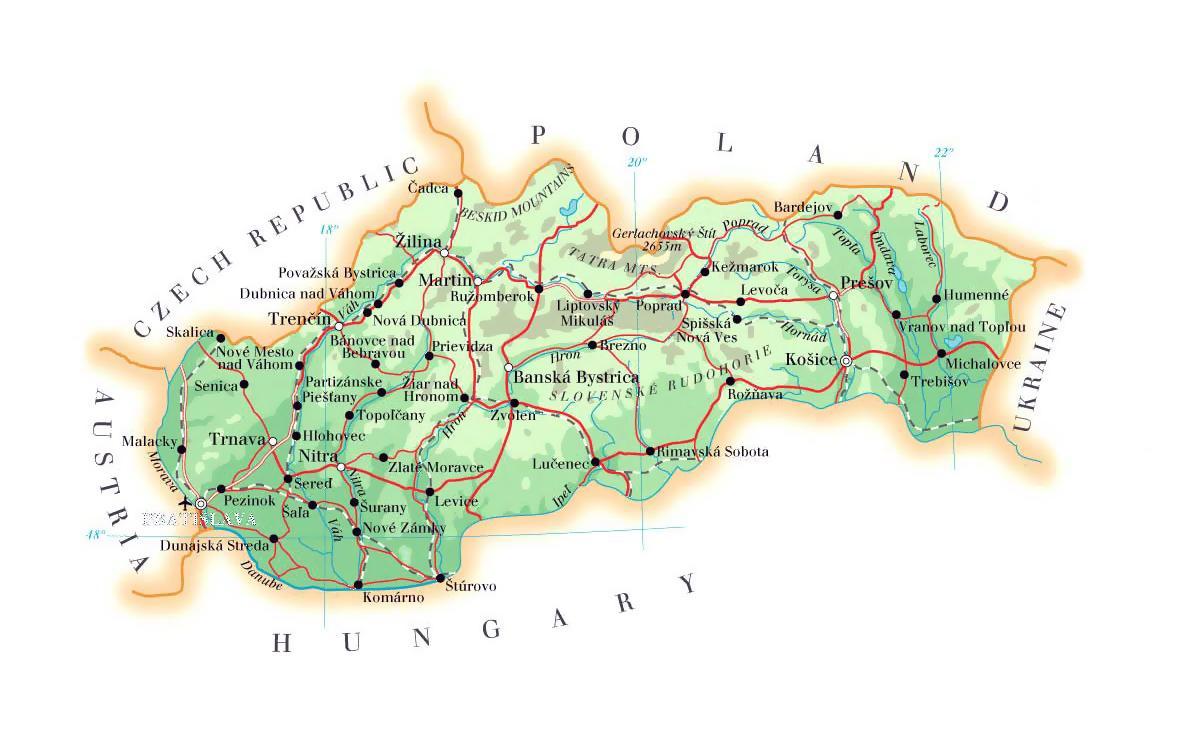 harta e Sllovakia ski resorts