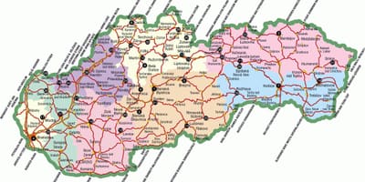 Sllovakia tërheqjet turistike harta