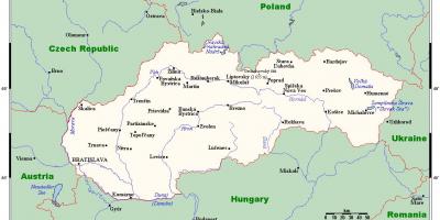 Harta e Sllovakia me qytetet